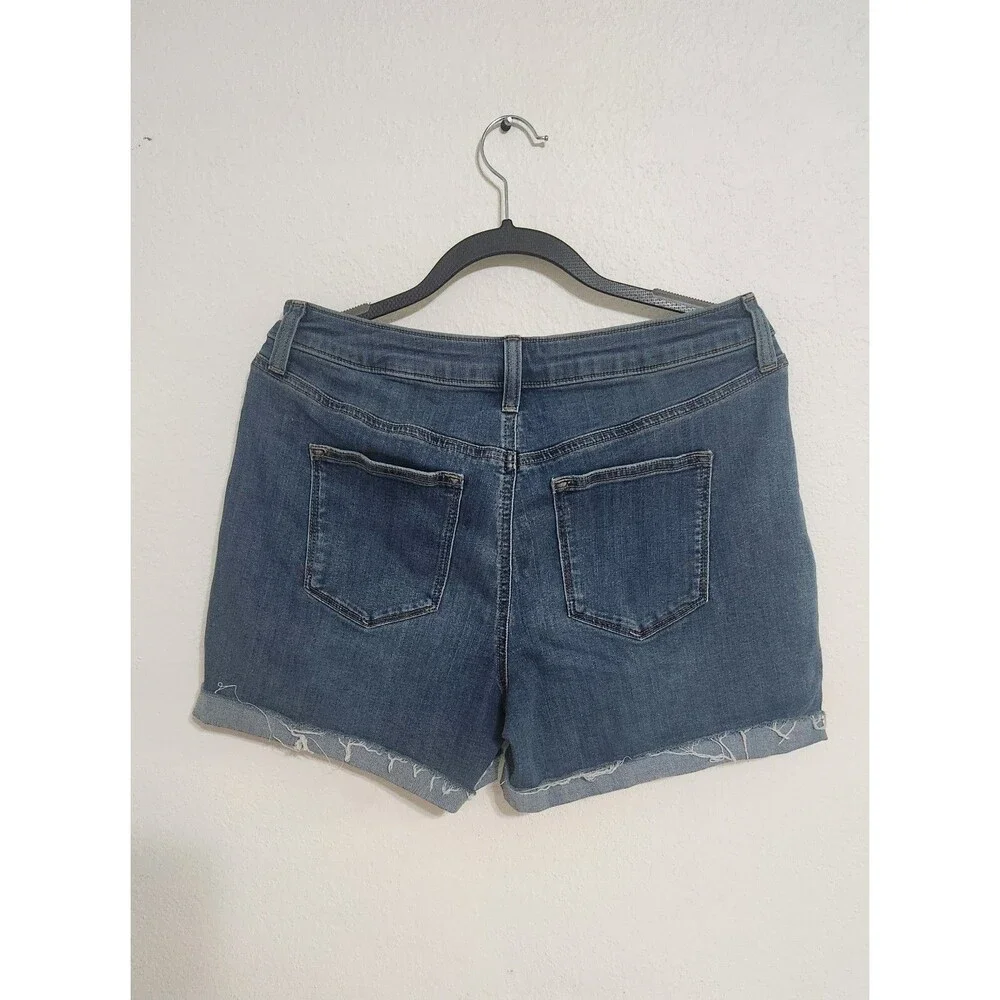 Sonoma womans High Rise Raw Hem Blue Jean Denim Shorts Medium Wash SIZE 12